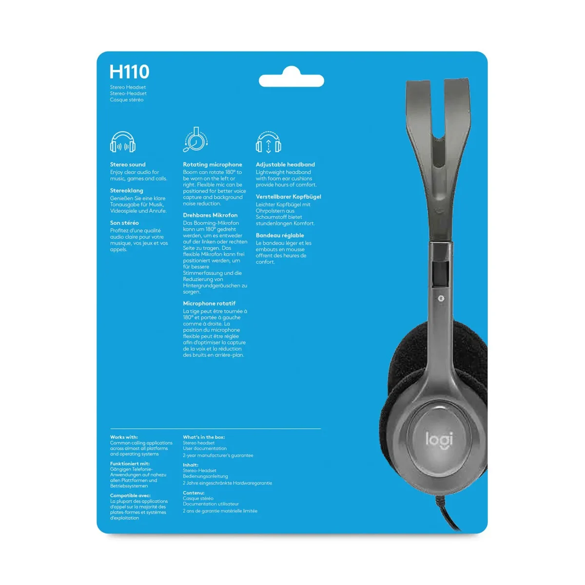Logitech H110 - On-Ear Wired Stereo Headset with Mic