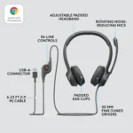 Logitech H390 - Wired USB Headset with Noise-Canceling Mic
