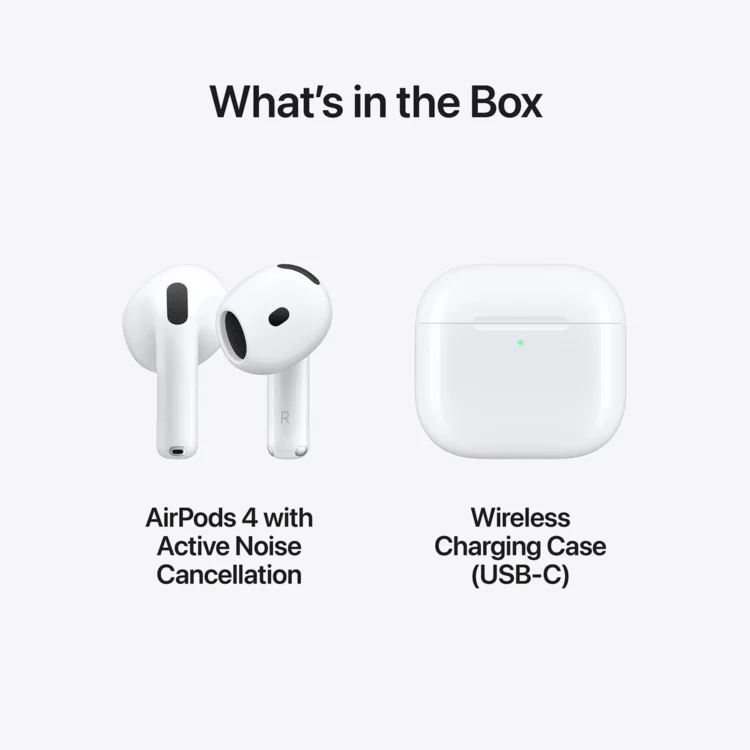 AirPods 4 with Active Noise Cancellation (Wireless Charging, USB-C, White)
